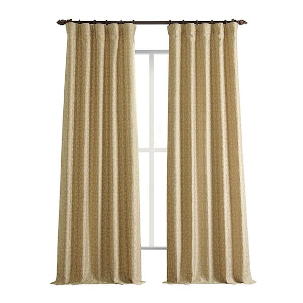 Exclusive Fabrics & Furnishings Metro Gold Faux Silk Jacquard 50 in. W x 108 in. L - Rod Pocket Room Darkening Curtains (Single Panel)