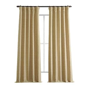 Metro Gold Faux Silk Jacquard 50 in. W x 96 in. L - Rod Pocket Room Darkening Curtains (Single Panel)