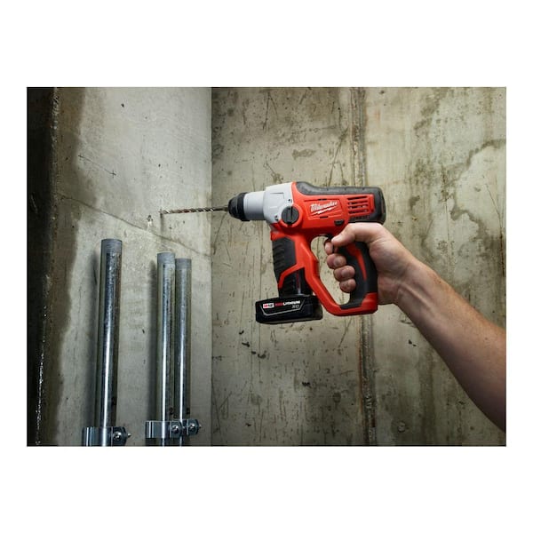 Milwaukee - M12 12V Lithium-Ion Cordless 1/2 in. SDS-Plus Rotary Hammer with (2) 3.0Ah Batteries, Charger & Case