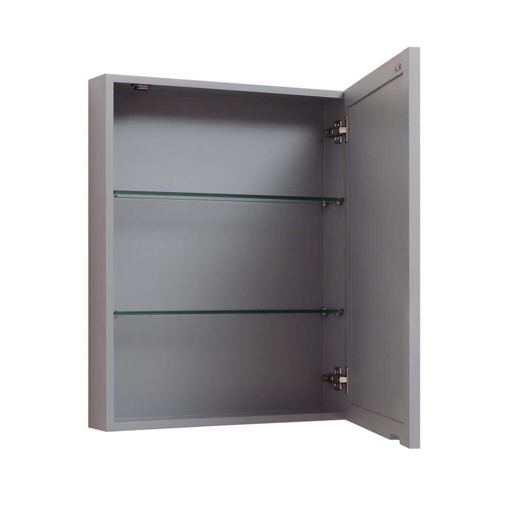 Contemporary Chilled Gray 24"x30" Poplar Wood Mirror Cabinet