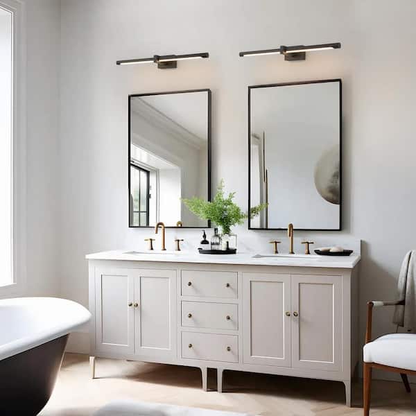 Becky 1-Light 23.62 in. Modern Black Linear Wall Light Dimmable Integrated LED 3000K Bathroom Vanity Light