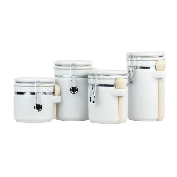 AQ Set of 3 Metal Kitchen Storage Canisters w/Lids and Scoop, Storage for  Kitchen Cooking and Baking Ingredients, Flour, Coffee, Tea, Sugar, etc. 