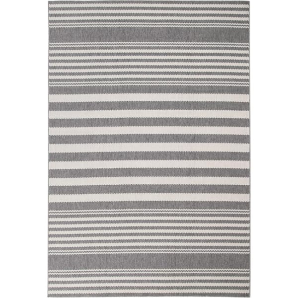 cadeninc Hampton White and Gray 5 ft. W x 8 ft.L Polypropylene Indoor/Outdoor Area Rug