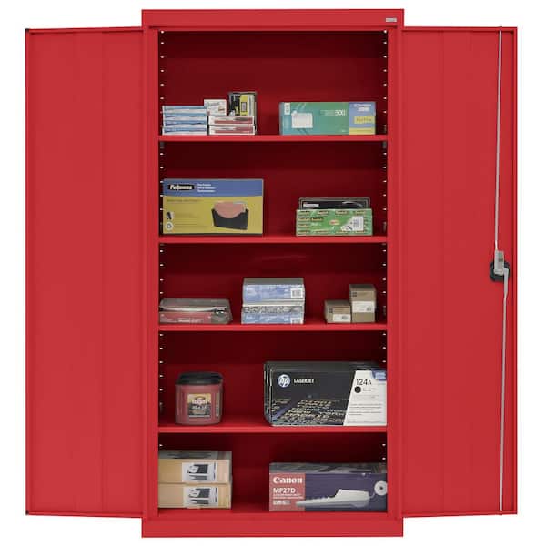 Elite Series 36 in. W x 72 in. H x 24 in. D 22-Gauge 5-Shelf Steel Freestanding Garage Storage Cabinet in Red