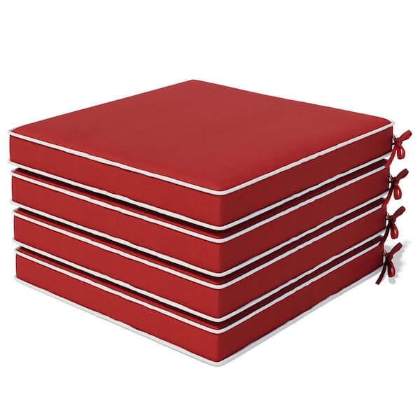 18.8 in. x 18.8 in. 4-Piece Outdoor Chair Cushion Patio Seat Cushions Set of 4 for Furniture in Chili