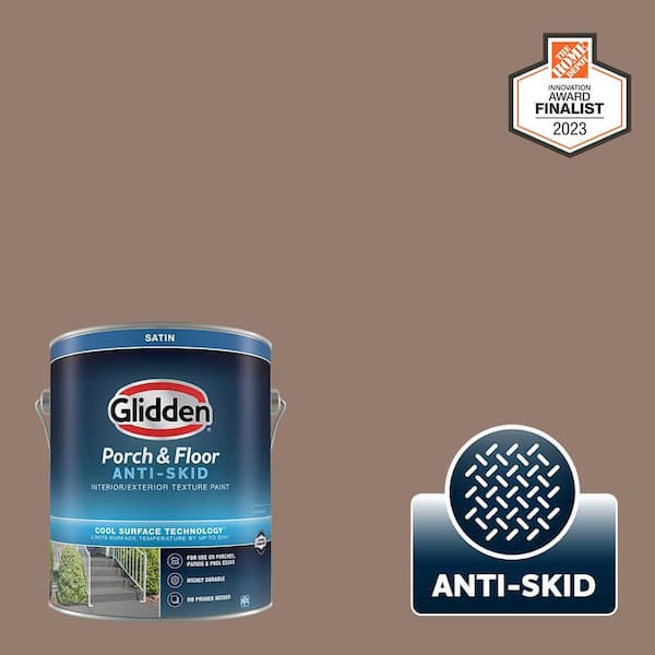 Glidden Porch and Floor 1 gal. PPG1074-5 Peppered Pecan Satin Interior/Exterior Anti-Skid Porch and Floor Paint with Cool Surface Technology