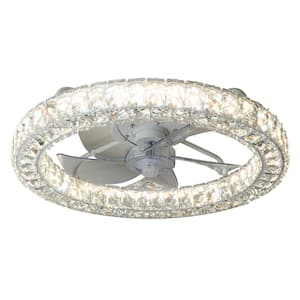 Black 19.7 in. Modern Romantic Crystal LED Recessed Ceiling Fan Light