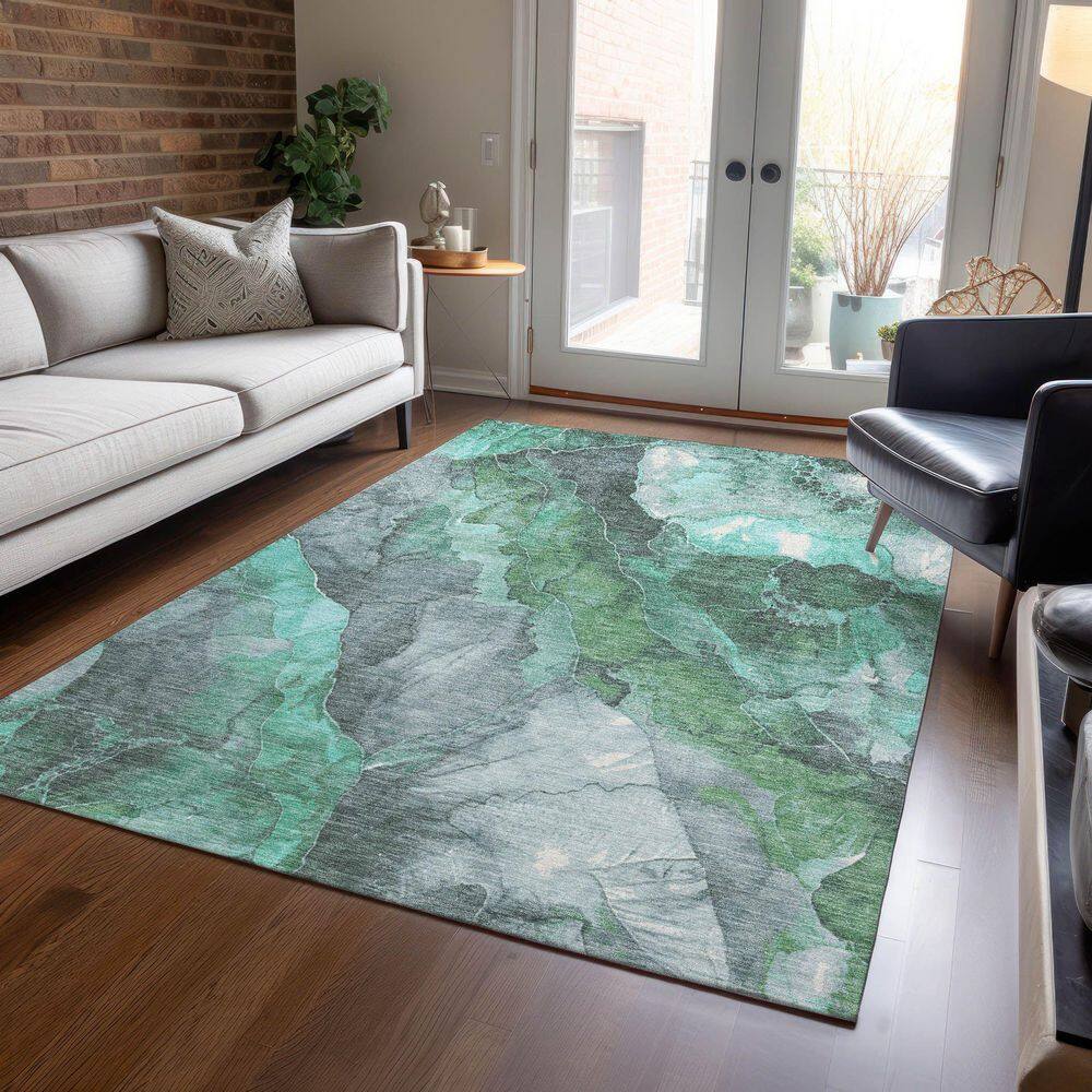 Chantille Machine Washable Indoor/Outdoor Abstract ACN1787 Teal 5 ft. x 7 ft. 6 in. Area Rug price history on PriceWatchPro