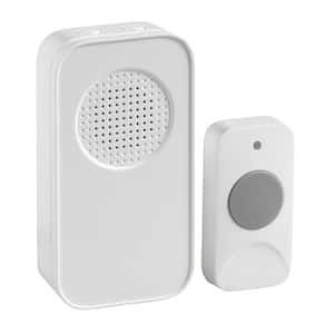 Battery-Operated Wireless Door Chime Kit with Remote, 250 ft. Operating Range, Push Button, 32 Chimes, White