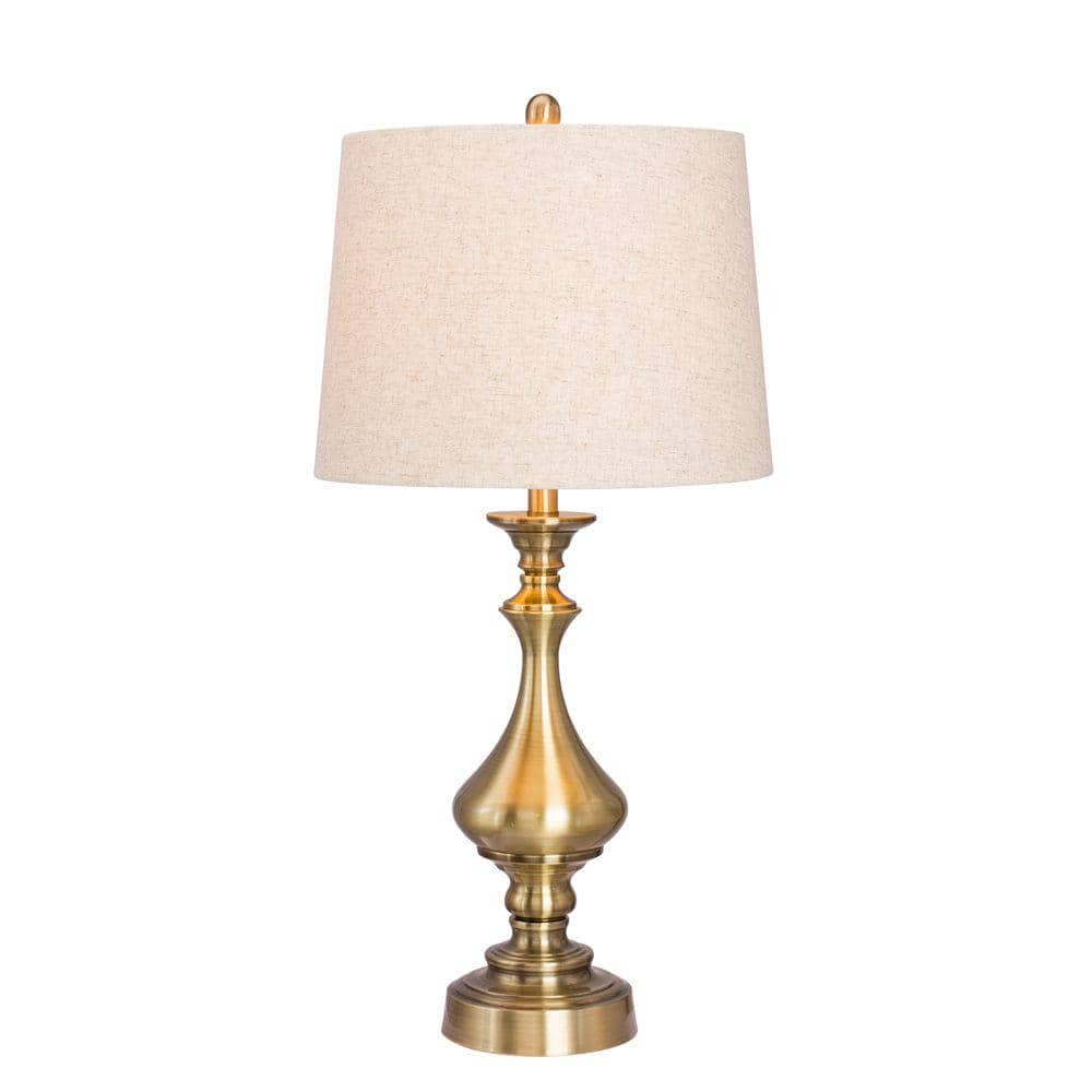 Fangio Lighting 30.5 in. Antique Brass Metal Table Lamp W-1497AB