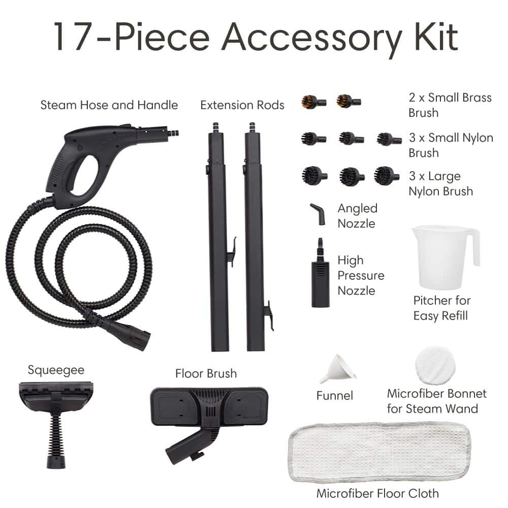 Brio 220CC White and Blue Canister Steam Cleaner with Accessory Kit