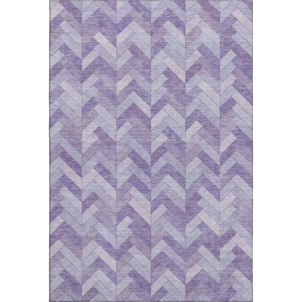Mayfield Premium Machine Washable Abstract AMF2297 Plum 3 ft. x 5 ft. Area Rug