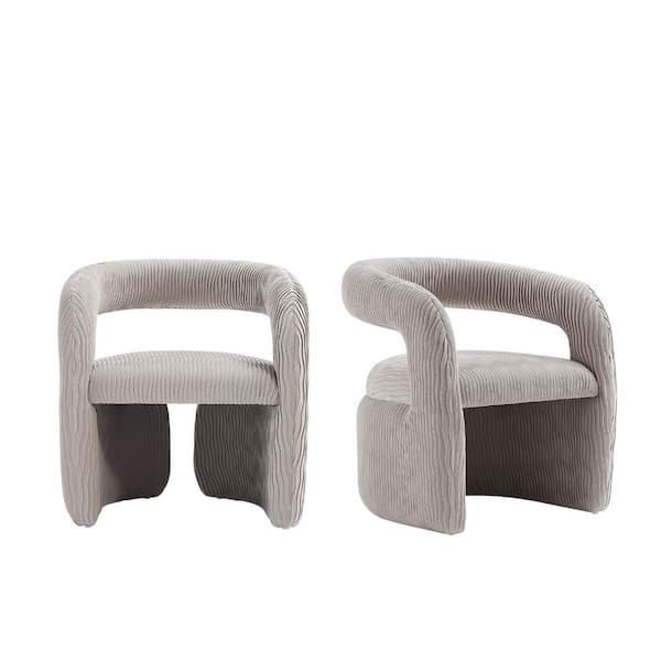 Manhattan Comfort Corvette Modern Dove Velvet Upholstered Accent Armchair (Set of 2)
