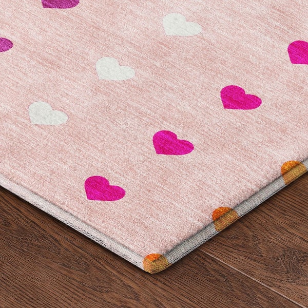 Mayfield Premium Machine Washable Abstract AMF2510 Pink 9 ft. x 12 ft. Area Rug