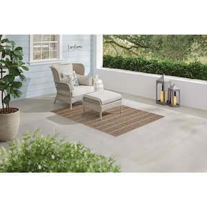 Natural Stripes Brown Doormat 2 ft. x 7 ft. Border Indoor/Outdoor Area Rug