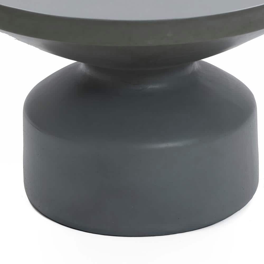 LuxenHome Gray Magnesium Oxide Round Outdoor Coffee Table
