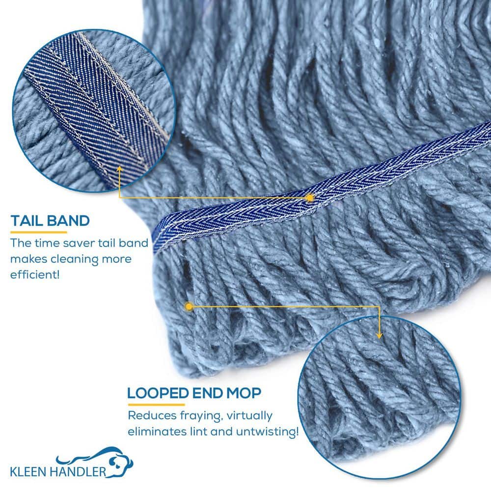 Heavy Duty Blue Cotton Flat Mop Head Replacement Pack
