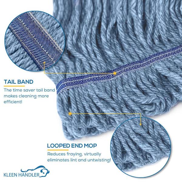 BISON LIFE Commercial Flat Wet Mop Heavy-Duty Cotton Mop