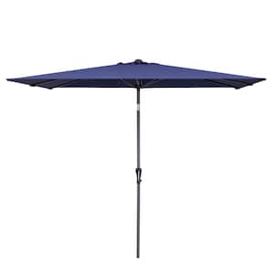 9 ft. x 5 ft. Rectangular Aluminum Market Crank and Tilt Patio Umbrella in Navy Blue