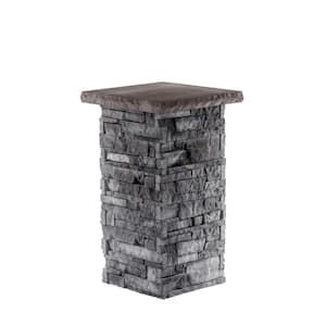 18 in. x 36 in. Evening Gray with a Brownstone Flat Cap Stone Pillar Kit