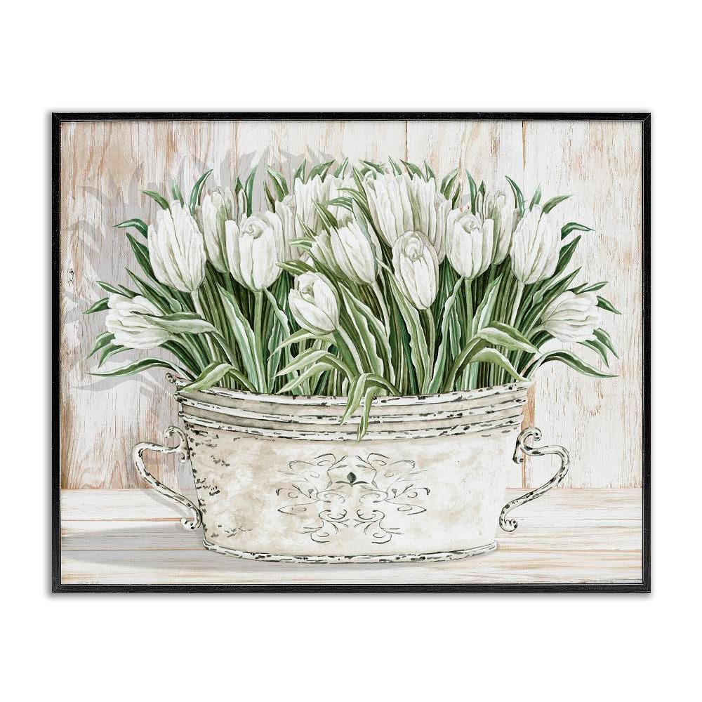 Fresh White Tulip Flowers Vintage by Cindy Jacobs 1-Piece Black Framed Nature Giclee Art print 14 in. x 11 in. price history on PriceWatchPro