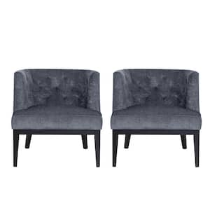 Suncook Charcoal and Dark Brown Fabric Tufted Accent Chair (Set of 2)