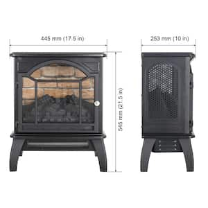 18 in. Freestanding 3D Flame Infrared Quartz Electric Fireplace in Black with Remote Control