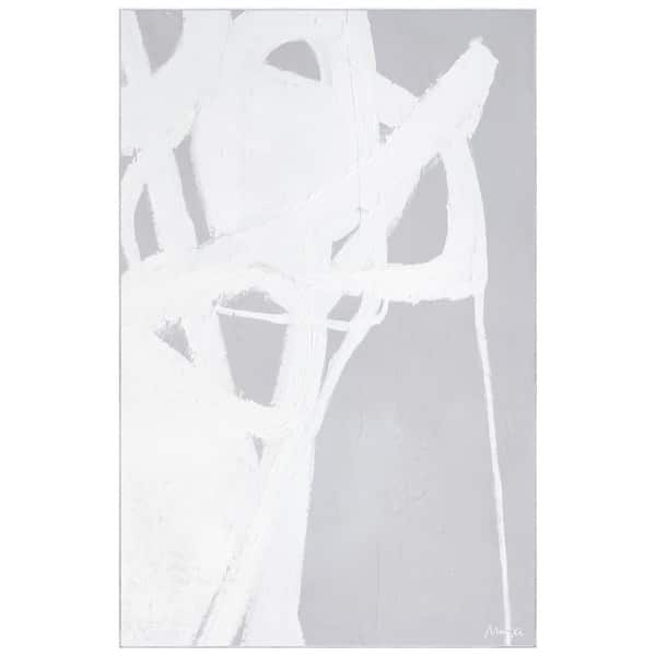 Empire Art Direct White 5 ft. x 8 ft. Dive In Washable Abstract Art, Power-loomed, Heavenly Softness with Non-Slipping Backing Area Rug