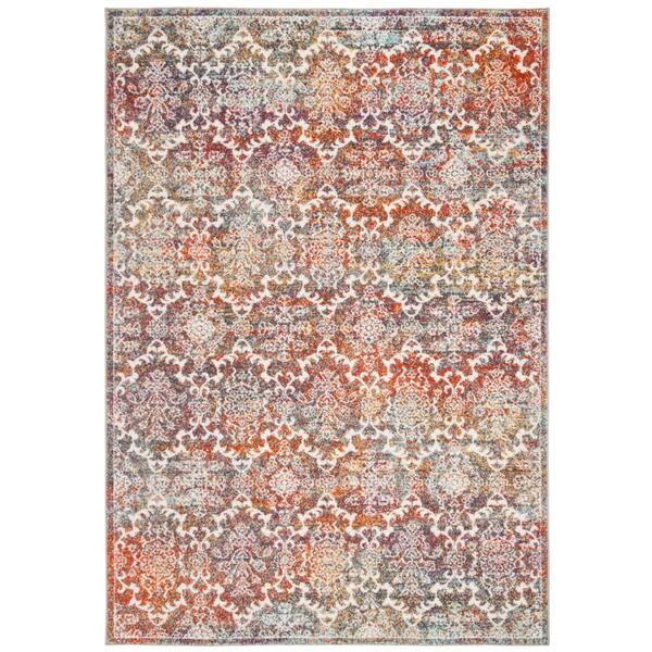 SAFAVIEH Madison Light Gray/Rust 4 ft. x 6 ft. Geometric Floral Distressed Area Rug
