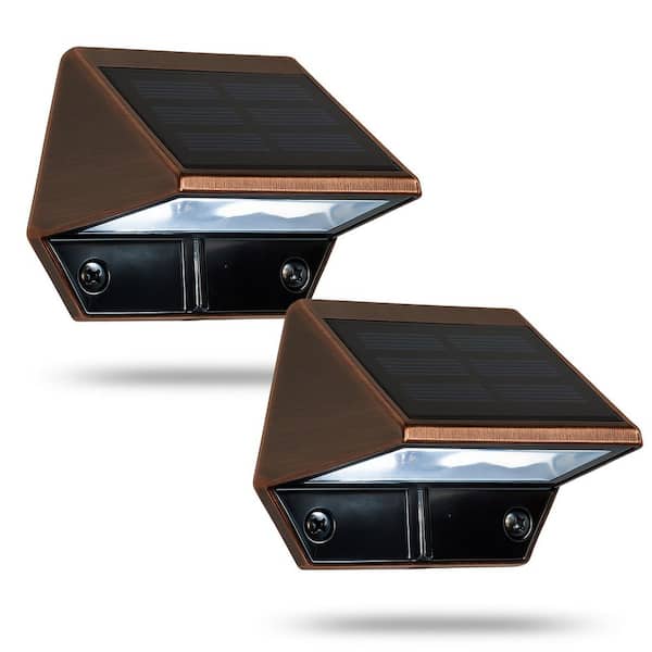 Solar 2-LED Outdoor Copper Integrated LED Deck and Wall Light (2-Pack)