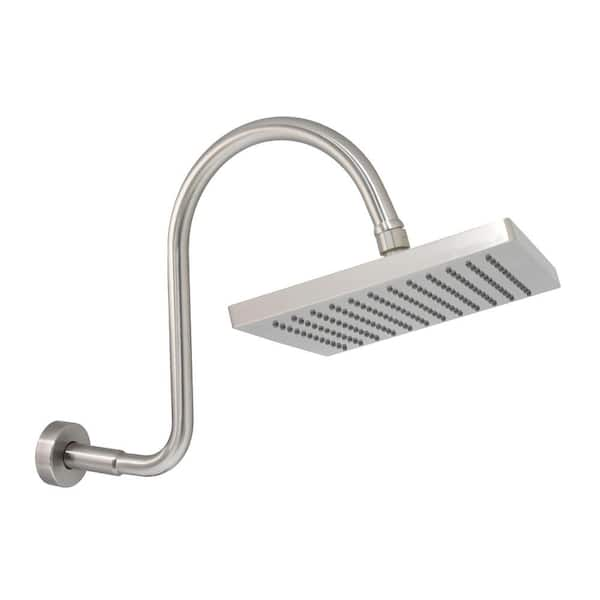 MODONA 1-Spray 8 in. Single Wall Mount Fixed Shower Head in Satin Nickel