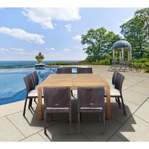 Georgia 9-Piece Square Patio Dining Set with Off-White Cushions