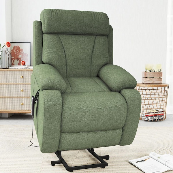 Dark Green Soft Snowflake Velvet Power Lift Recliner with Remote Control, Side Pocket