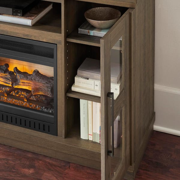 Home Decorators Collection Caufield 54 in. Media Console Infrared Electric  Fireplace in Honey Ash HDFP54-46AE - The Home Depot