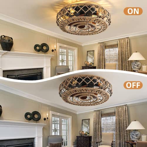 18 in. Black Caged Ceiling Fans with Lights Remote Control for Bedroom, Kitchen, Dining Room, E26 Bulbs Ceiling Fans With Lights