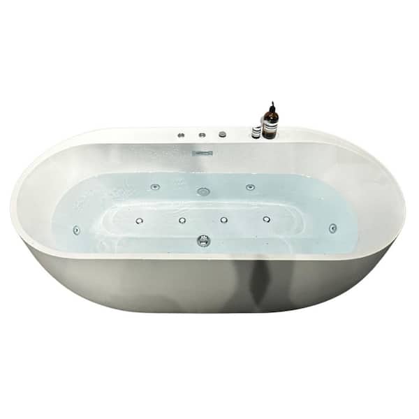 67 in. x 31.5 in. Whirlpool and Air Bath Combo Tub with Adjustable Air Blower and Control Switch in White