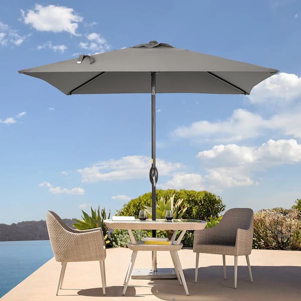 Sonkuki 6.5 ft. x 6.5 ft. Square Patio Market Umbrella - Stylish, Sun-Protective, Enhance Your Outdoor Oasis, Gray