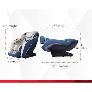 Greer Blue Leatherette Massage Chair With SL-Track, Bluetooth, Wireless Charging, USB Port, Zero Gravity, Heat