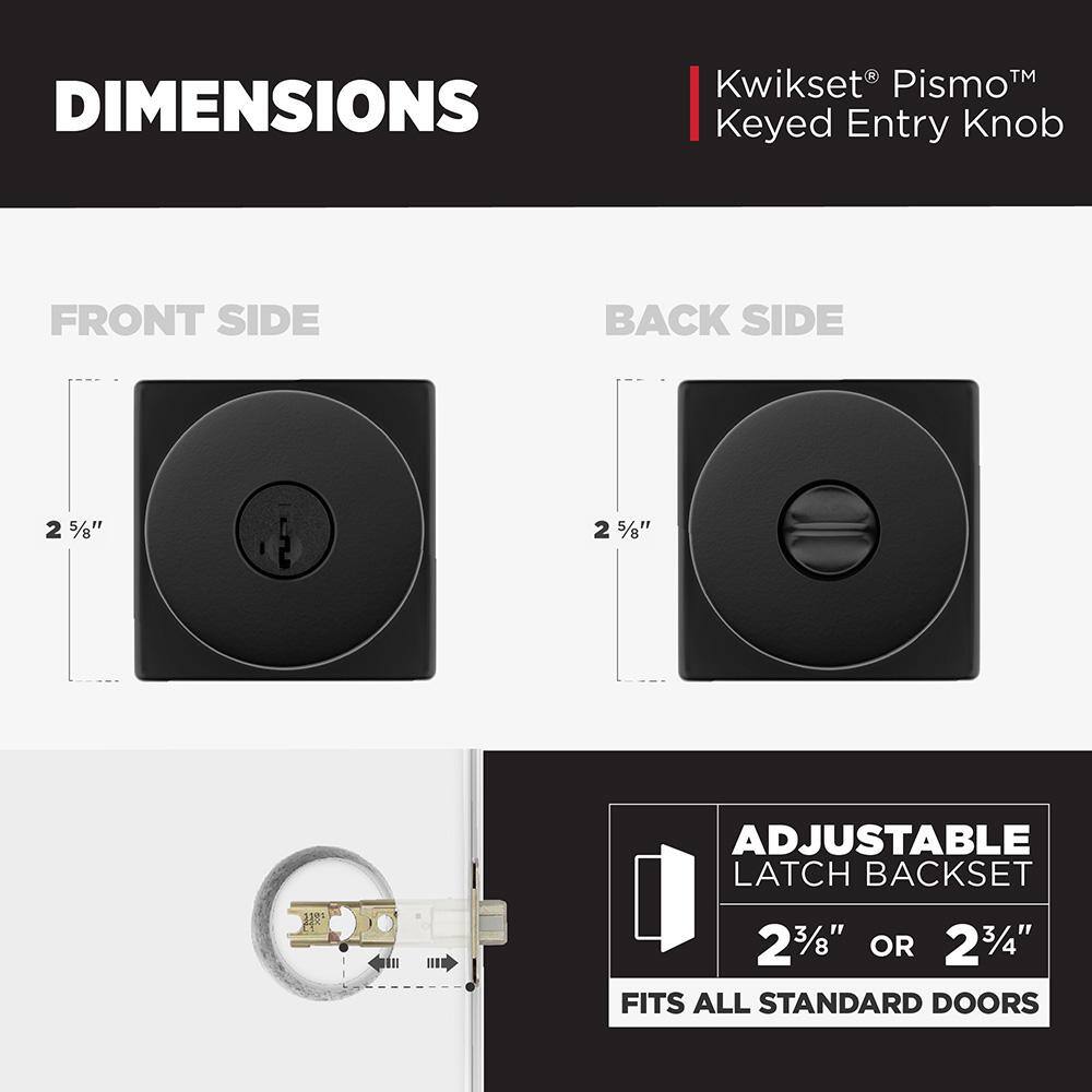 Matte Black Modern Metal Keyed Entry Door Knob