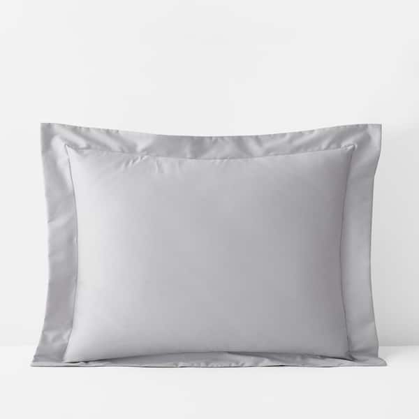 The Company Store Company Cotton Gray Mist Solid 300-Thread Count Wrinkle-Free Sateen King Sham