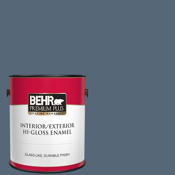 BEHR PREMIUM PLUS 1 gal. #S510-6 Durango Blue Hi-Gloss Enamel Interior/Exterior Paint