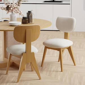 Upholstered Dining Chair with Oak Legs, Set of 2