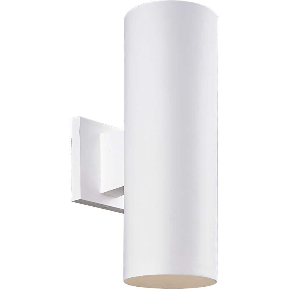 White Polycarbonate Cylinder Wall Sconce, 15" Height