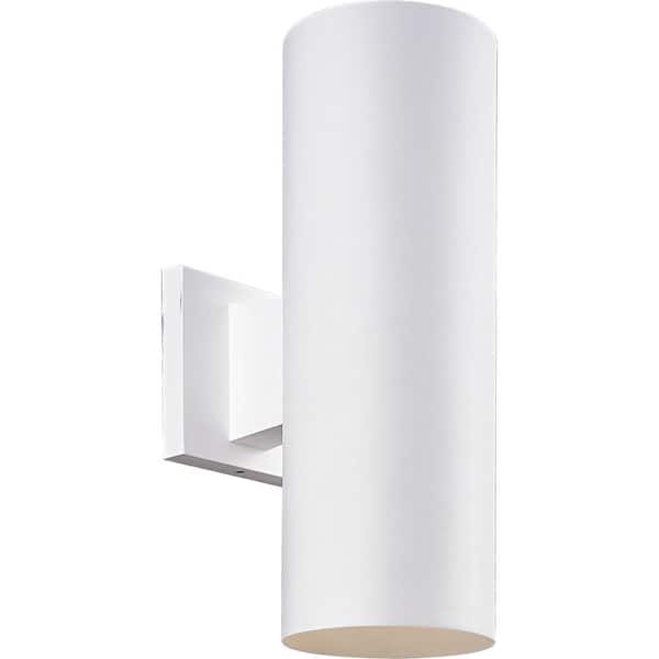 Progress Lighting Cylinder Collection 5" White Polymeric Modern Outdoor Wall Lantern Light