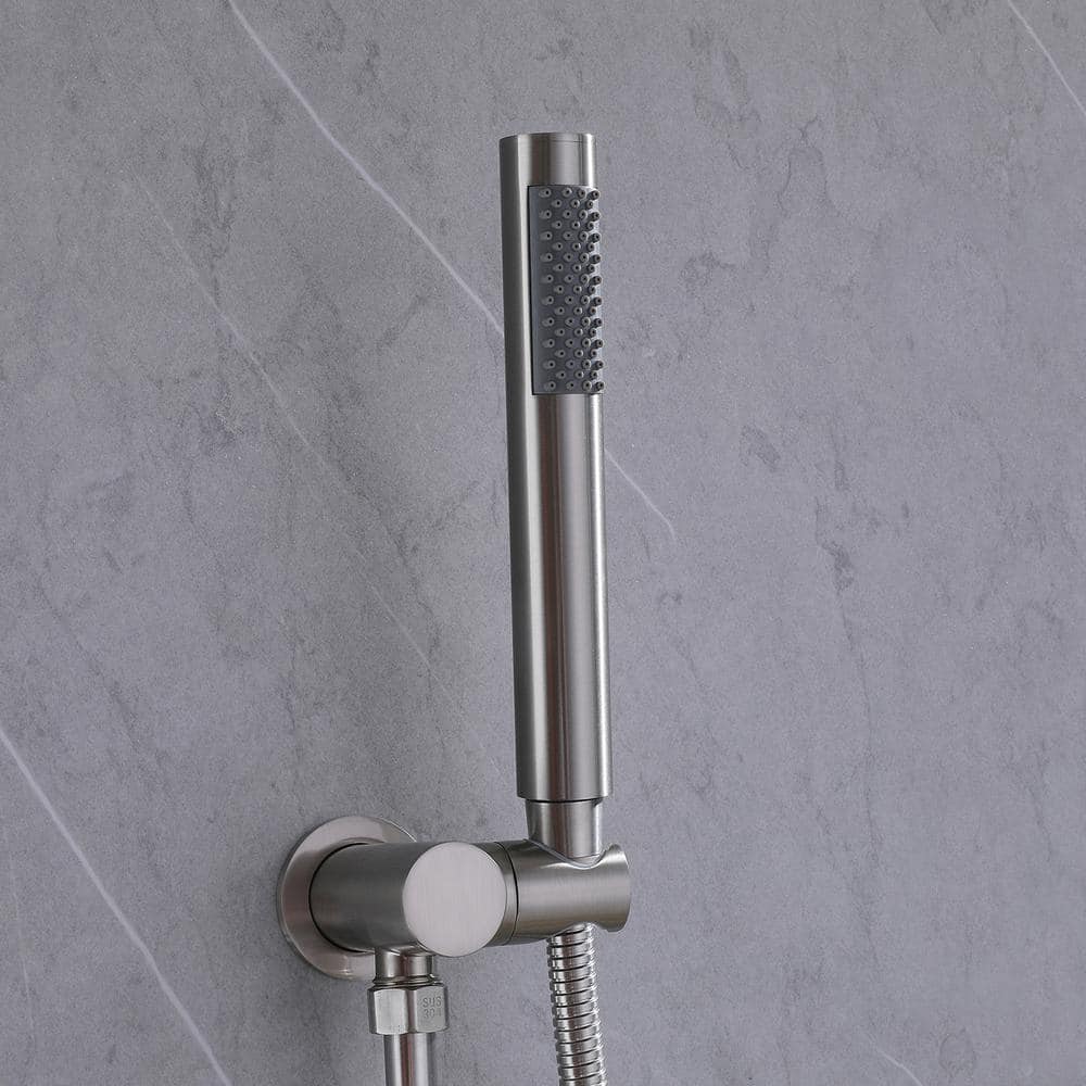 Large Brushed Nickel Rain Shower Faucet with Handheld