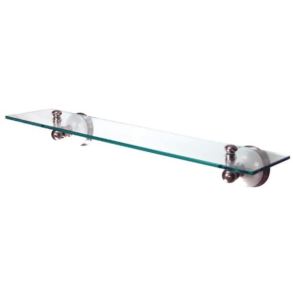 Victorian 20.75 in. W x 5.5 in. D x 3.19 in. H Wall Mount Glass Bathroom Shelf in Brushed Nickel