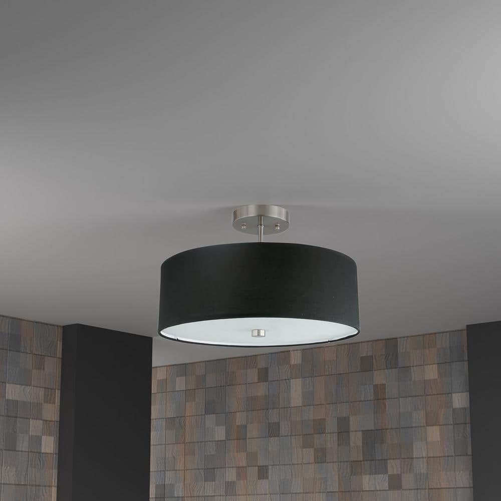 Elegant Aged Brass 14'' Drum Ceiling Light with White Shade