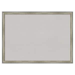 Salon Scoop Silver Wood Framed Grey Corkboard 30 in. x 22 in. Bulletin Board Memo Board