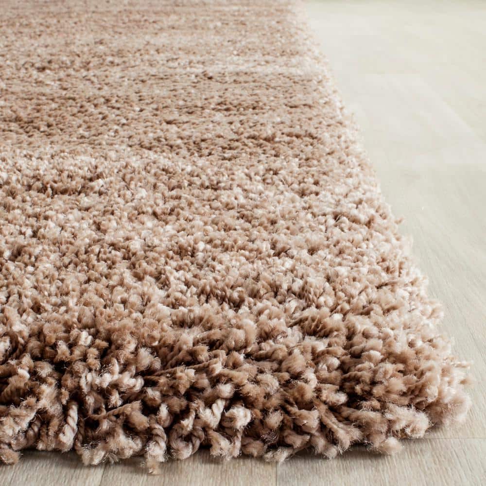 Dark Beige Synthetic Shag Area Rug 8'6" x 12'