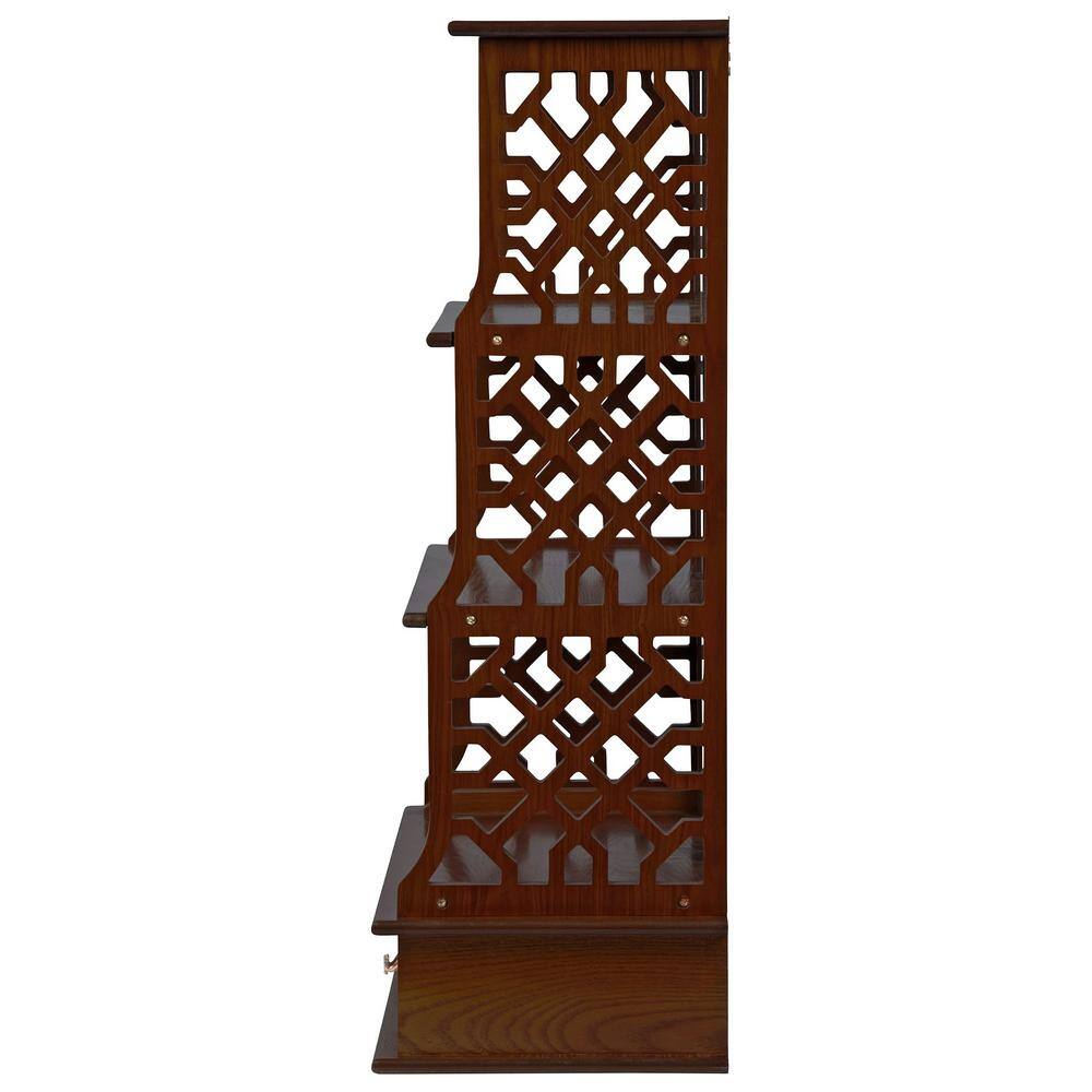 Chippendale-Inspired Hardwood Triple Shelf Curio Cabinet with Ornamental Pulls